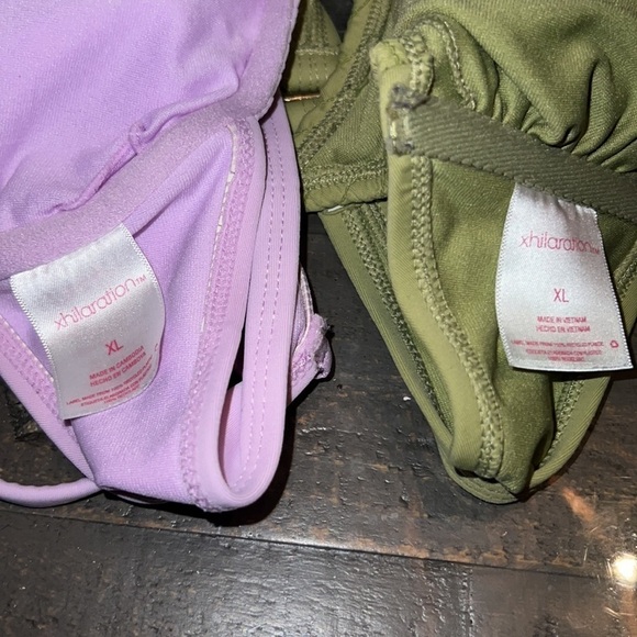 Xhiliration Bikini Bathing Suit Tops (Sage & Lilac) size XL - Picture 3 of 4